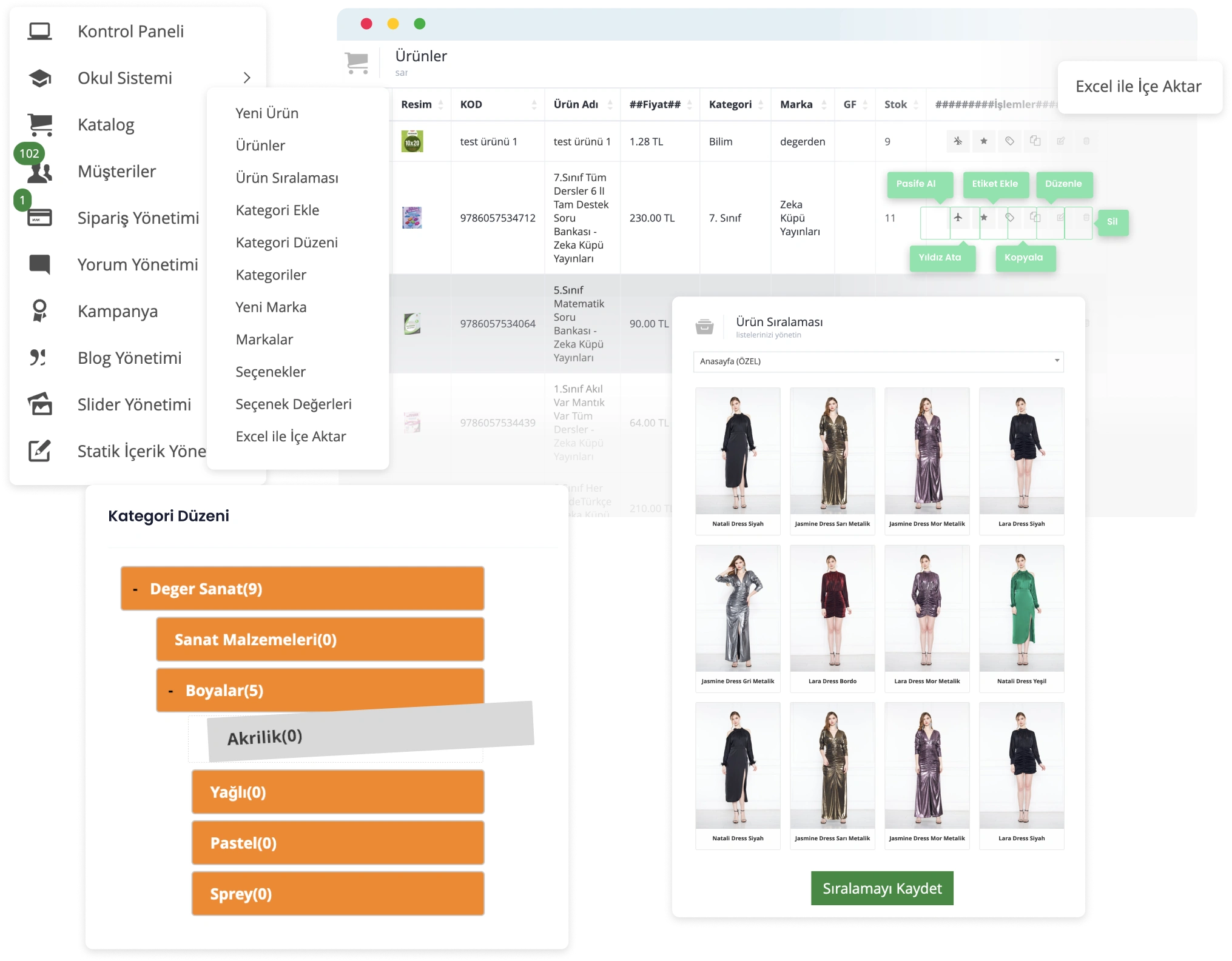 E-ticaret Sistemleri admin paneli ürün yönetimi